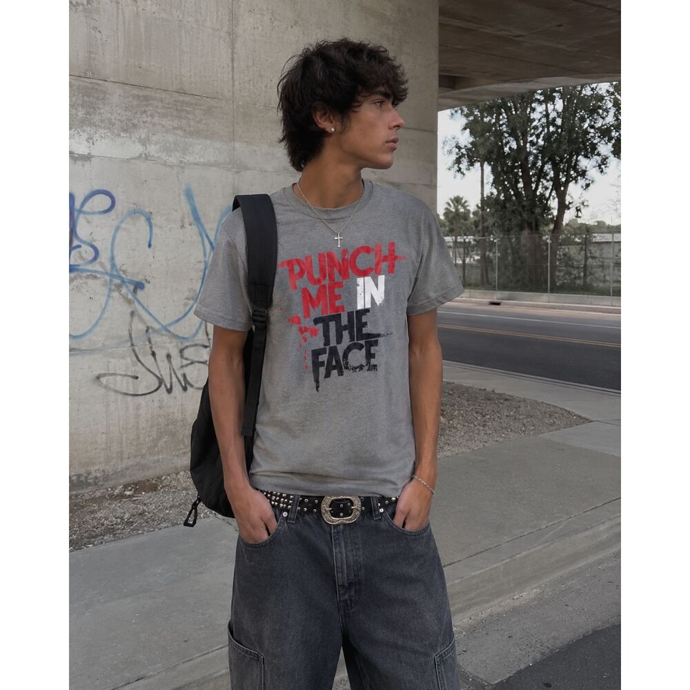 Y2K Graphic Tee Bundle Black & Gray Punch Me In The Face Emo Scene Alt Shirt